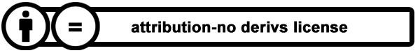 Attribution - No Derivs License Attribution - No Derivs License logo. Icon of a person and icon of an equals sign