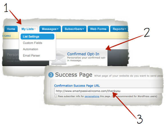 Aweber Confirmation Thank You Page Aweber Confirmation Thank You Page, in My Lists >> List Settings >> Success Page