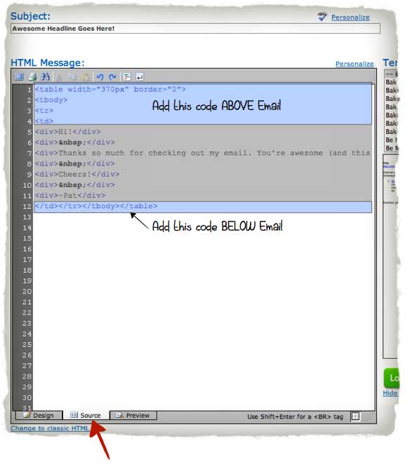 Email HTML Code for Table Width Email HTML Code for Table Width