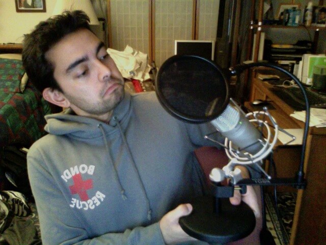 photo-44 Photo of Pat with microphone and pop filter