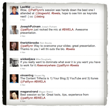 After Presentation Tweets List of encouraging tweets that the presentation content was excellent